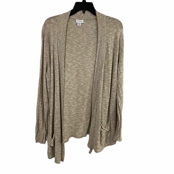 Jaclyn Smith Long Open Cardigan Oatmeal Color - Picture 1 of 6